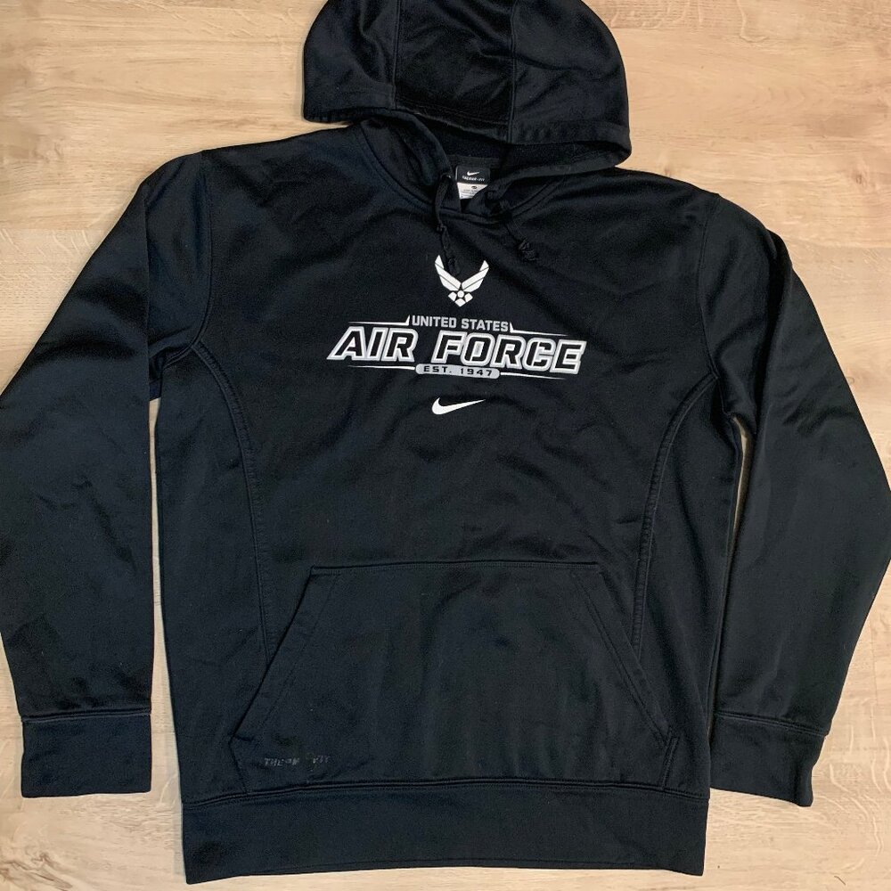 Y2K Nike United States Air Force Falcons Black Therma Fit Hoodie Sweatshirt M
